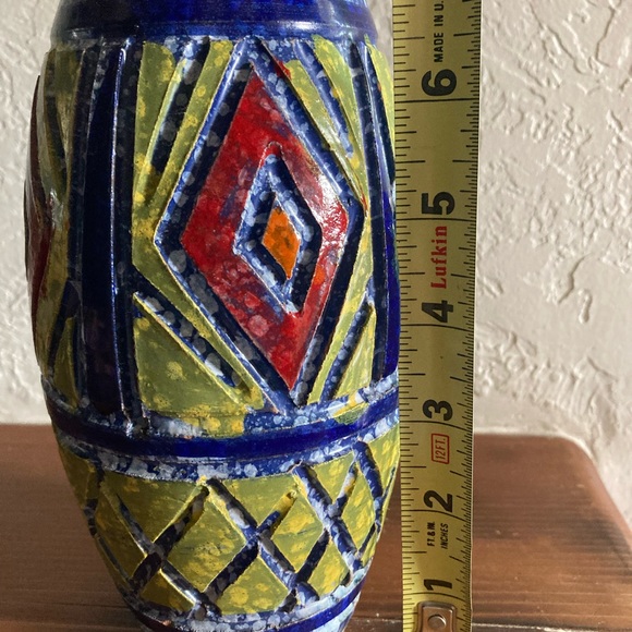 Mid Century Italian Bitossi Multi Color Hand Made Pottery Vase - Picture 2 of 5